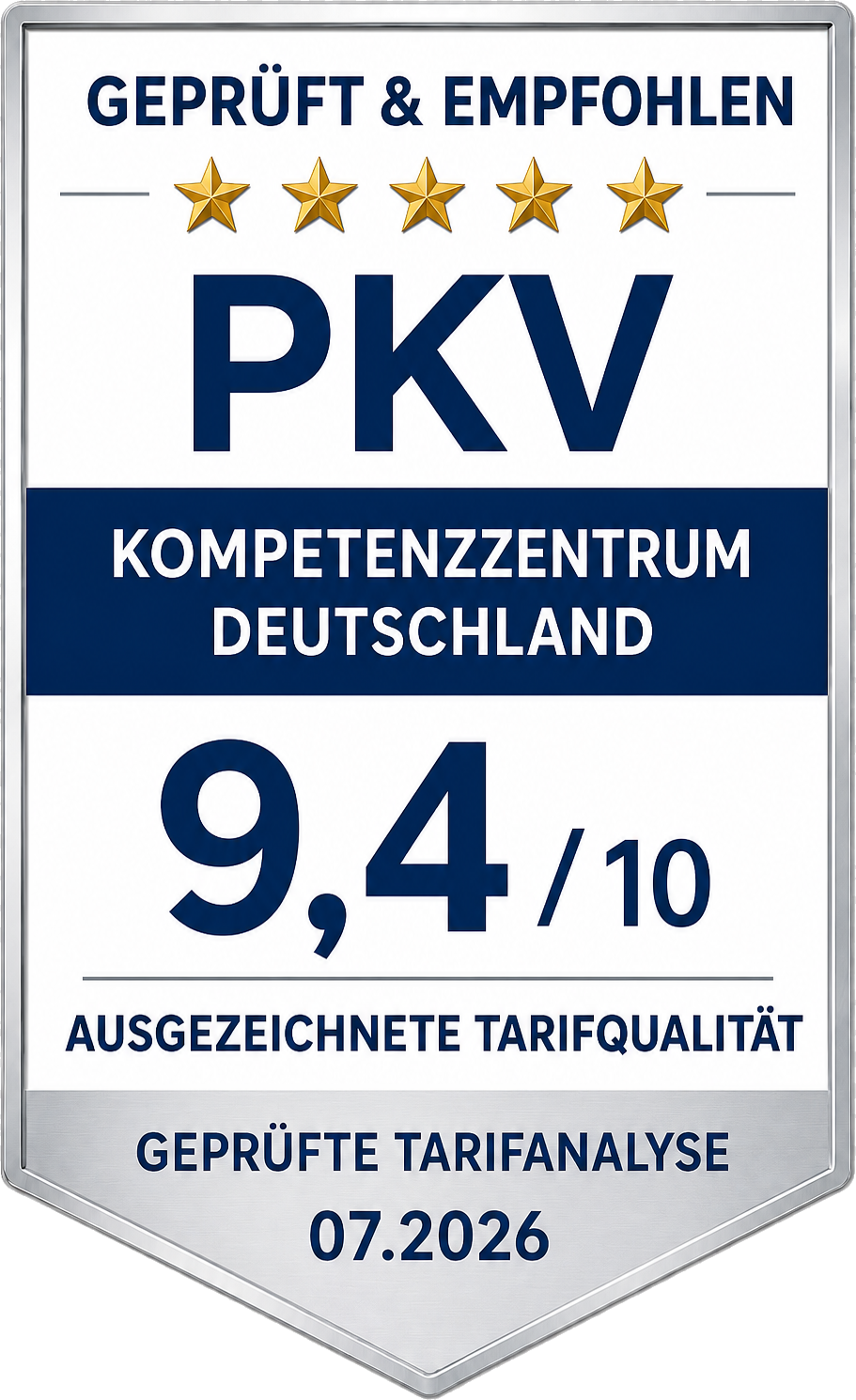 PKV Kompetenzzentrum Tarifrating 9,4 von 10